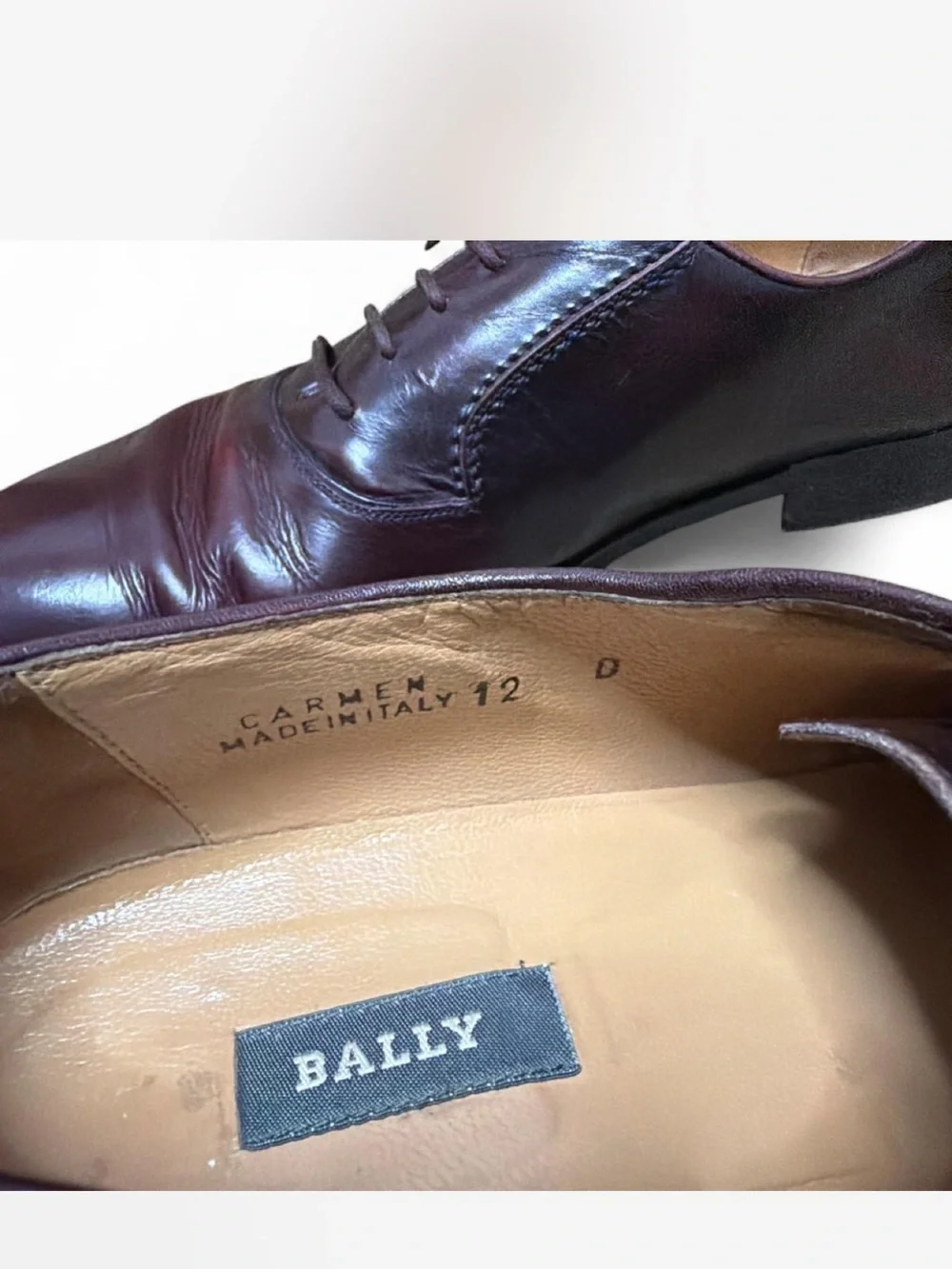 Bally Men’s Burgundy Leather Carmen Dress Shoes Sz 12 D Made in Italy